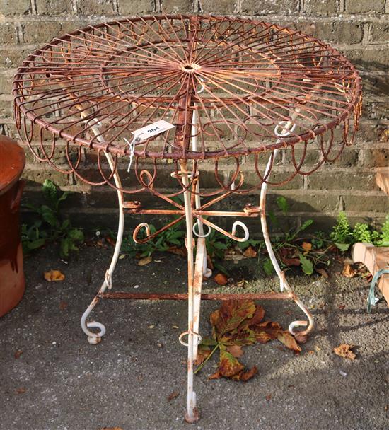 Circular wire frame garden table